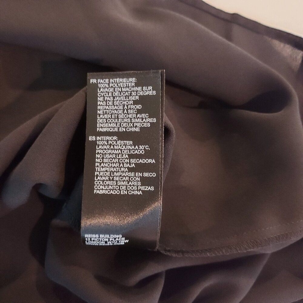 Reiss Justina Striped Ruffled Sheer Black Mini Dress Size 2 NWOT - Picture 10 of 15